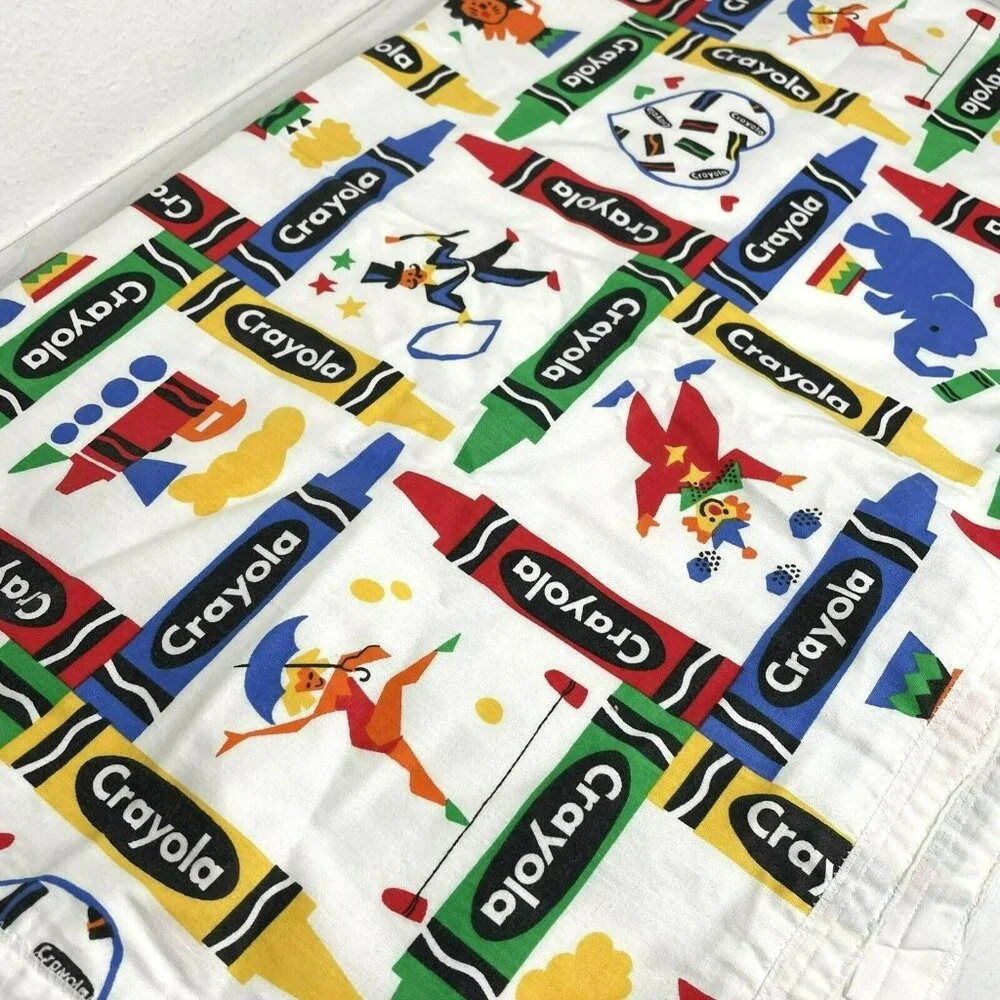 Vintage Handmade Crayola Crayons Blanket Bed Throw Primary Colorful 54" x 44" - Picture 9 of 11